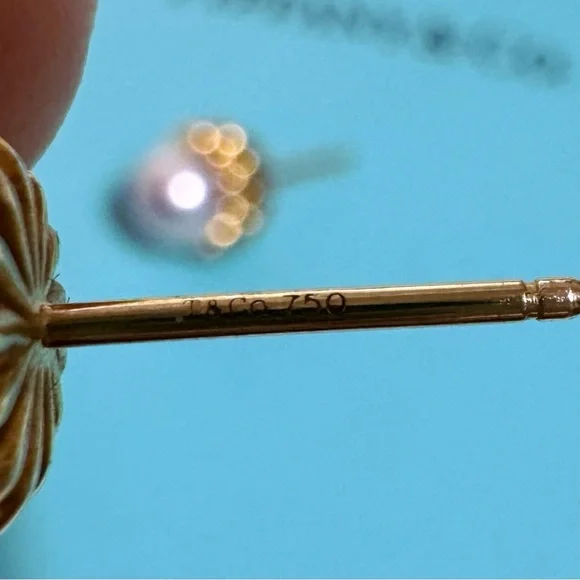 🎊SOLD🎊Tiffany & Co 18k Schlumberger Acorn 7mm Freshwater Pearl Stud Earrings - Picture 4 of 6